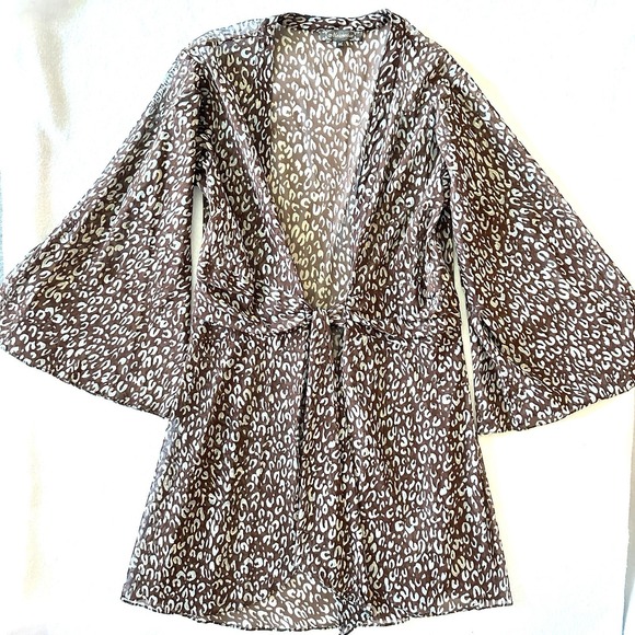 Tops - Mesmerize Y2K Kimono XL Animal Print Cover Up Vintage 90s Sheer Bell‎ Sleeves